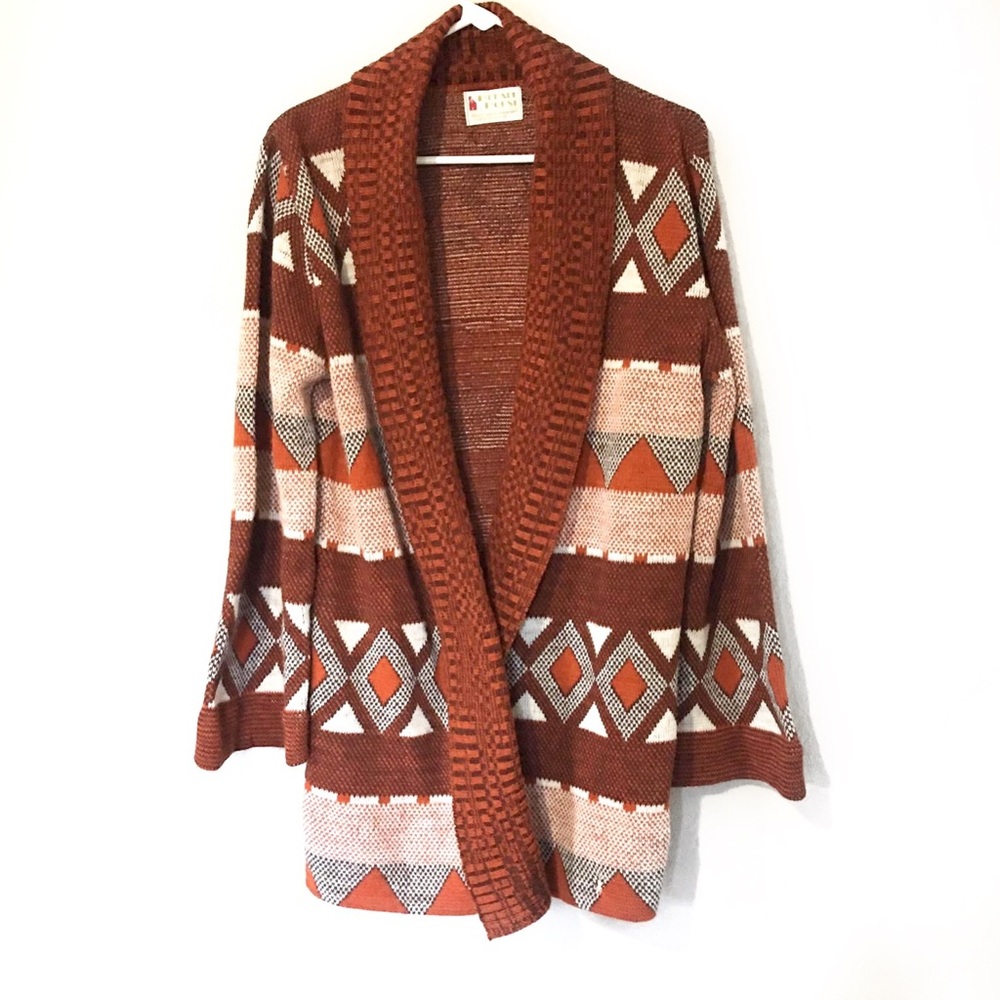 Tribal Print Orange Cardigan/ HERALD HOUSE